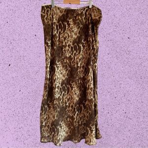 90s vintage maxi leopard print skirt chiffon